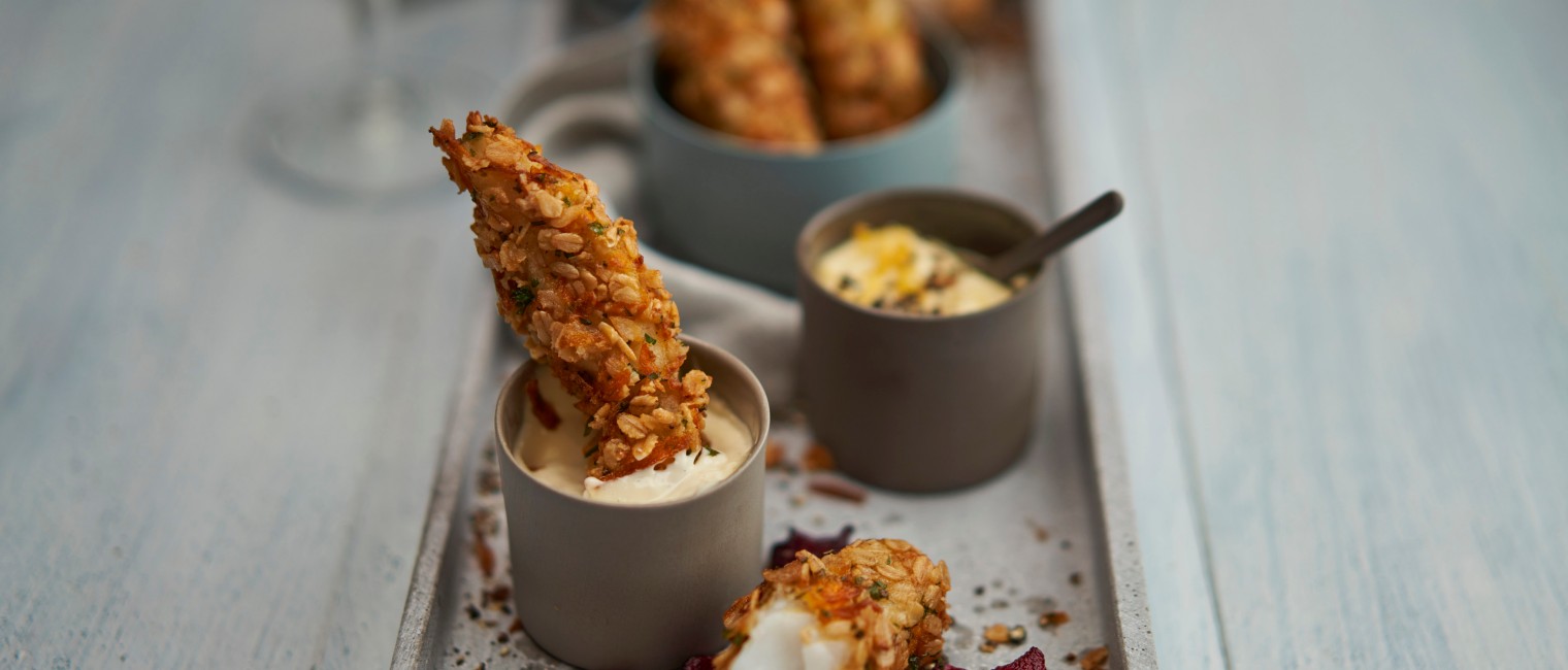 SPAR Mahlzeit knusprige Heilbutt-Sticks mit Zitronen-Aioli
