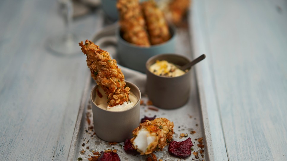 SPAR Mahlzeit knusprige Heilbutt-Sticks mit Zitronen-Aioli