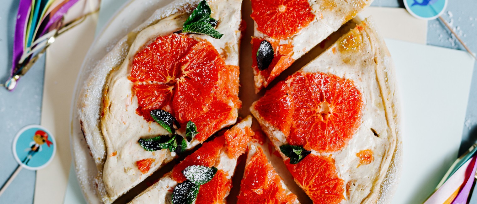 SPAR Mahlzeit Süße Pizza mit Topfencreme und Grapefruits
