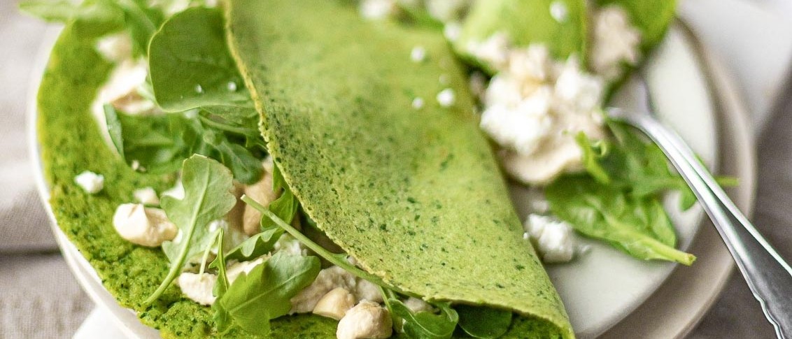 SPAR Mahlzeit Spinat-Crêpes mit Cashew-Creme und Feta