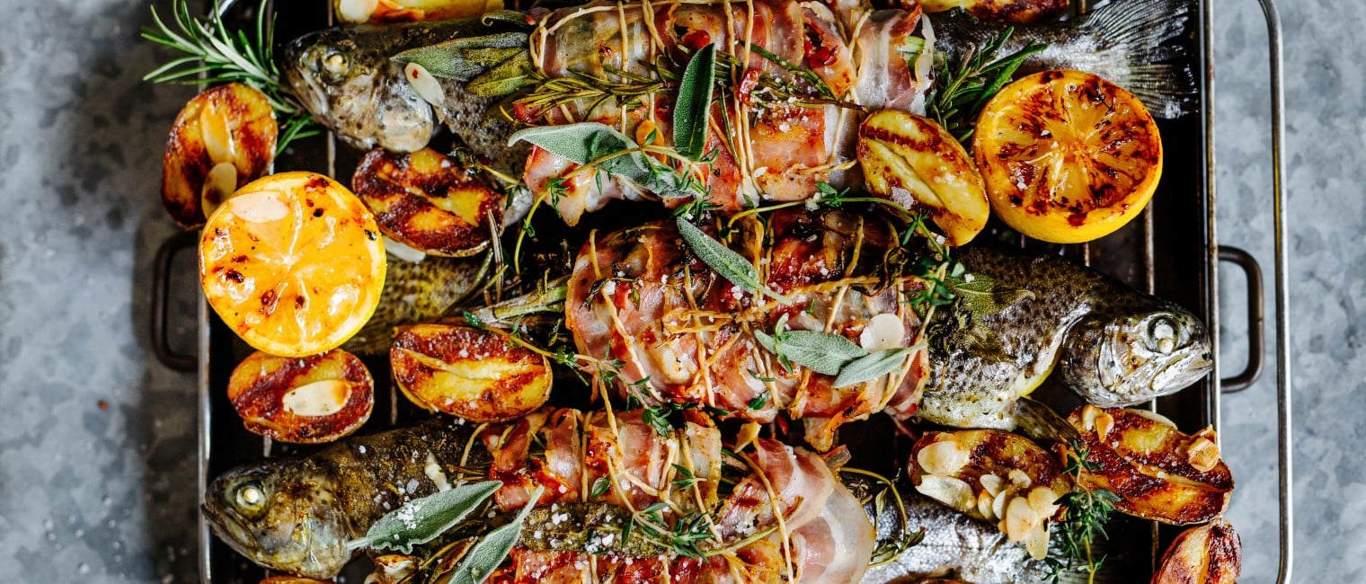 SPAR Mahlzeit gegrillte Forelle mit Mandel-Kartoffeln