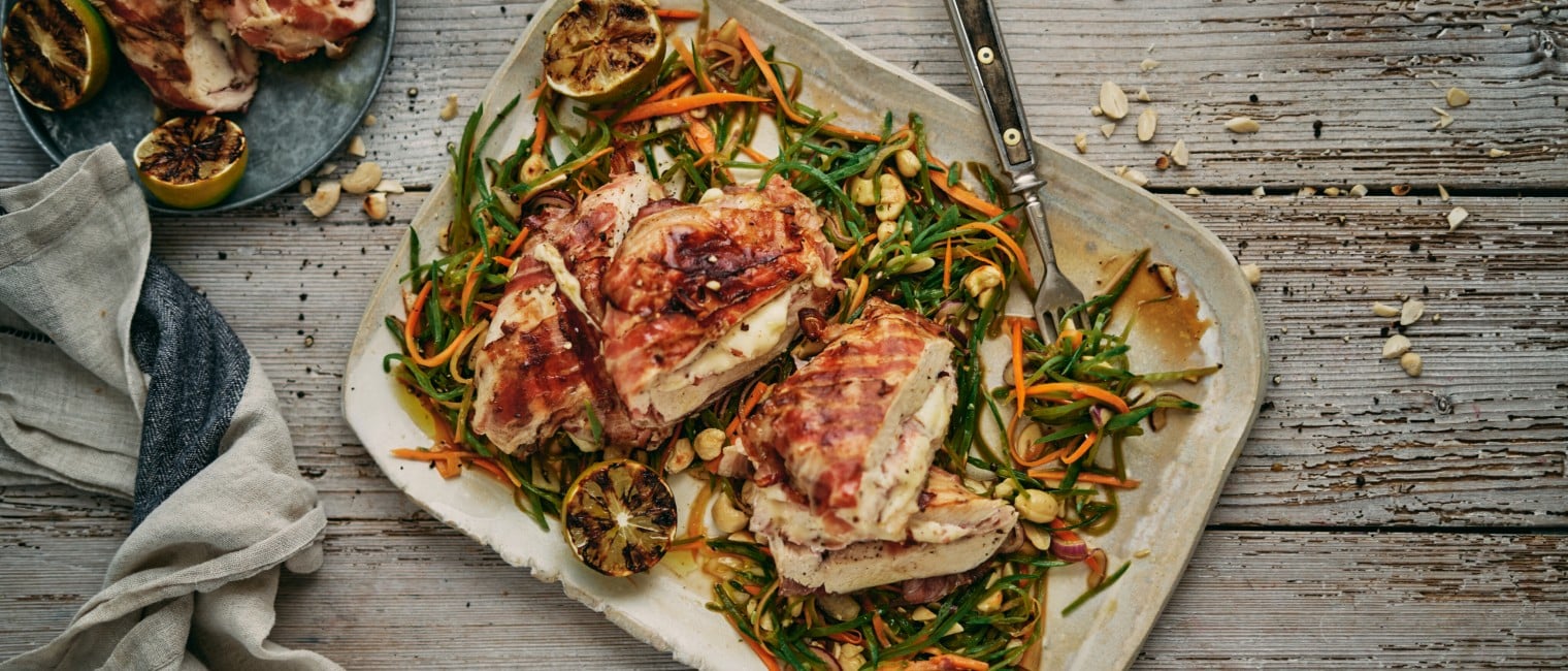 SPAR Mahlzeit Hendl-Cordon-Bleu vom Grill mit Erbsenschoten-Salat