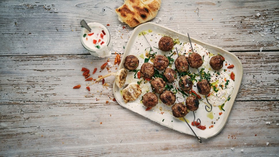 SPAR Mahlzeit Gegrillte Polpette mit Knoblauch-Dip