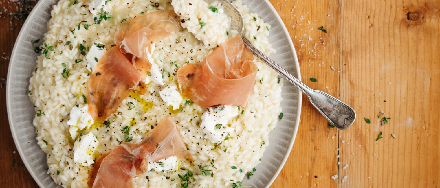 SPAR Mahlzeit Zitronenthymian-Risotto mit Prosciutto