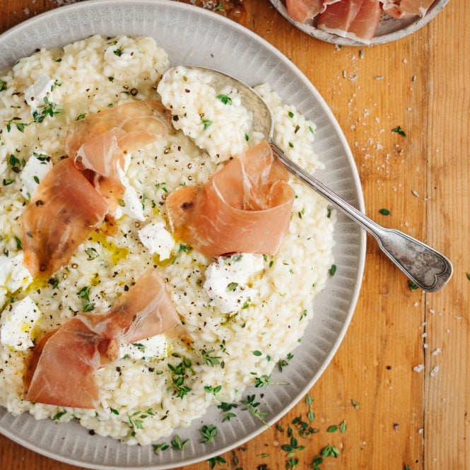 SPAR Mahlzeit Zitronenthymian-Risotto mit Prosciutto
