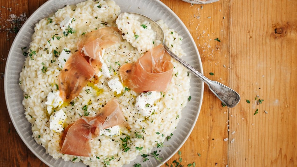 SPAR Mahlzeit Zitronenthymian-Risotto mit Prosciutto
