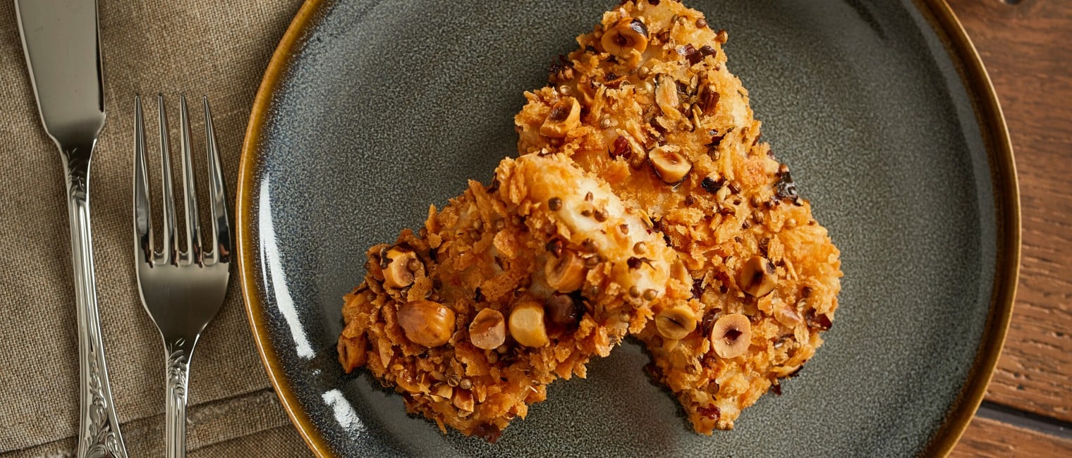 SPAR Mahlzeit Gebackener Gewürzfisch mit Erdäpfel-Vogerlsalat