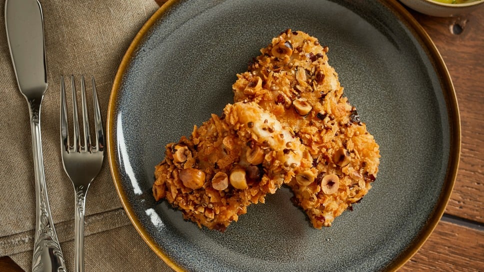 SPAR Mahlzeit Gebackener Gewürzfisch mit Erdäpfel-Vogerlsalat