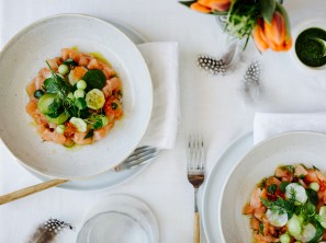 SPAR Mahlzeit Gurken-Saiblings-Ceviche mit Frühlingskräutern
