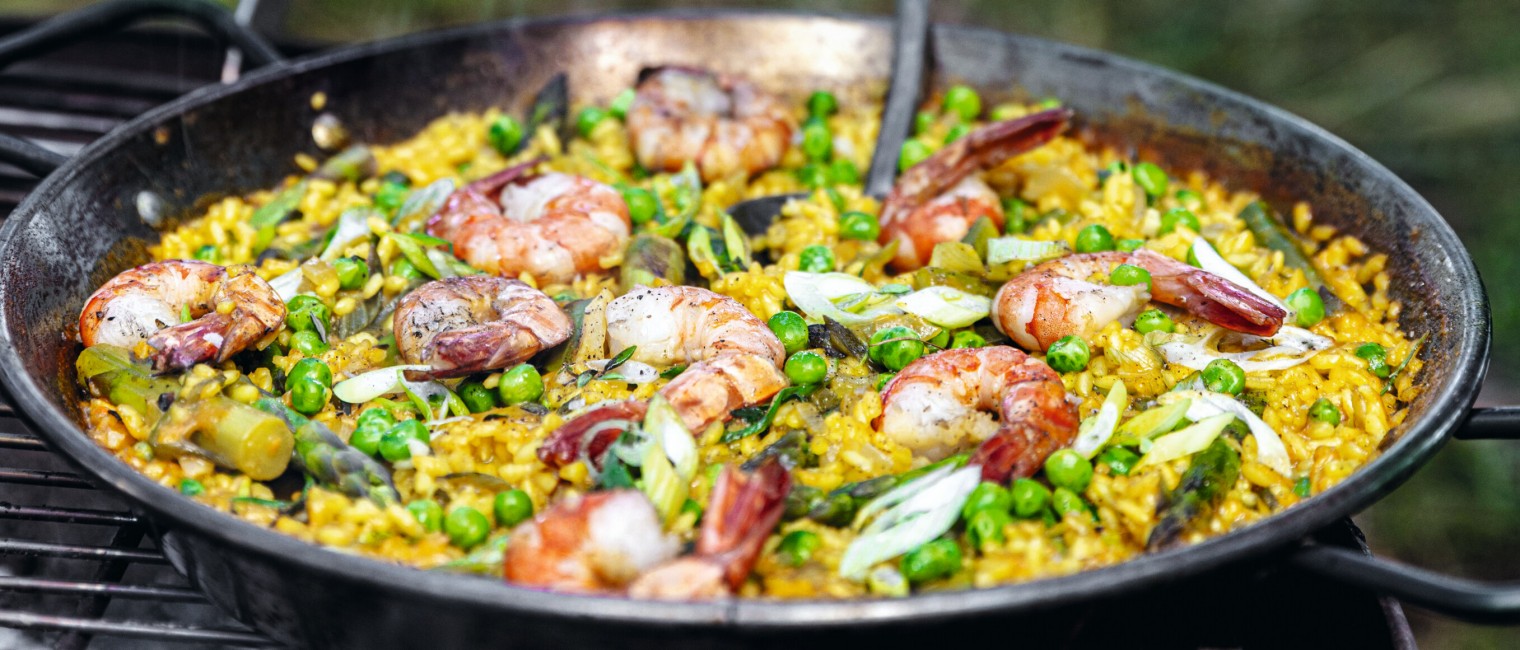 SPAR Mahlzeit Paella mit Garnelen, Erbsen und grünem Spargel