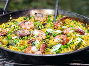 SPAR Mahlzeit Paella mit Garnelen, Erbsen und grünem Spargel