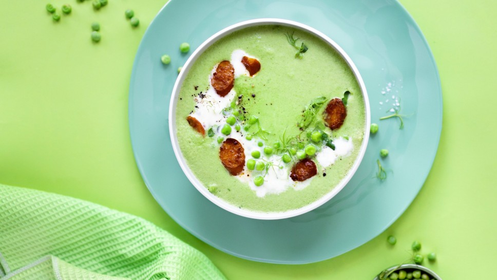SPAR Mahlzeit! Erbsensuppe mit gebratenen Debrezinern