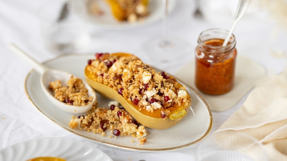 SPAR Mahlzeit Orientalischer Butternutkürbis mit Tomatenpesto und Couscous