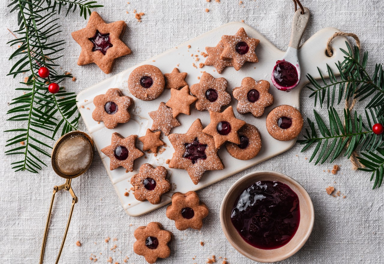 Schokokekse mit Glühwein-Gelee Schokokekse mit Glühwein-Gelee