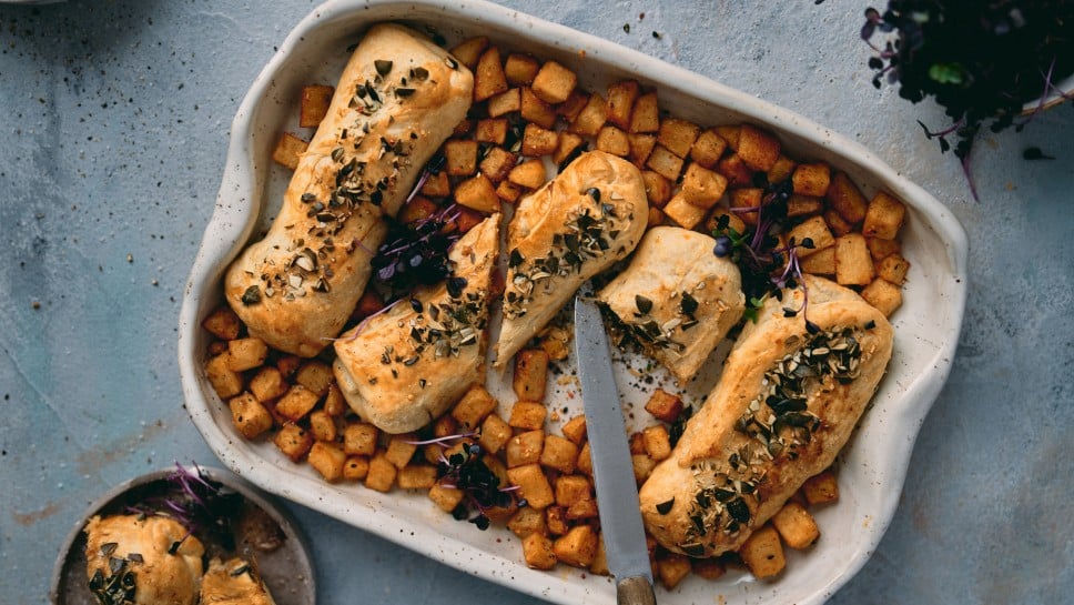 Sauerkrautstrudel mit Süßkartoffeln