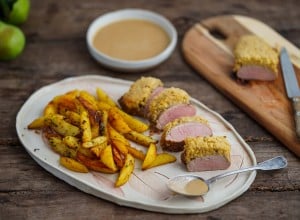 Schweinsfilet mit Apfel-Kren-Kruste