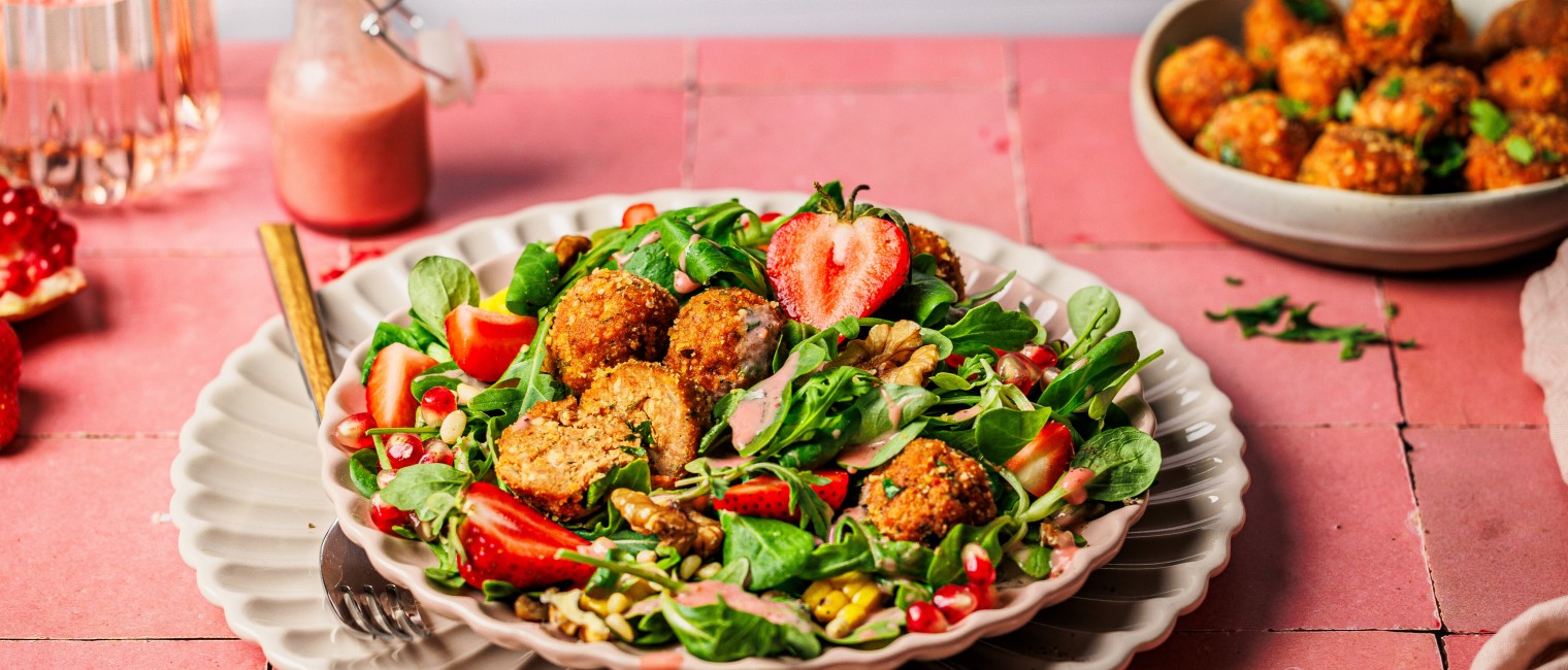 Sommersalat mit Tofubällchen