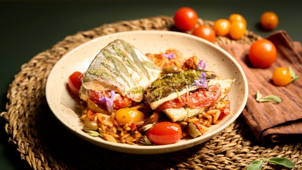 Bio Saibling mit Tomaten-Orzo