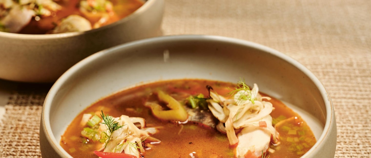 Forellensuppe mit Nockerln