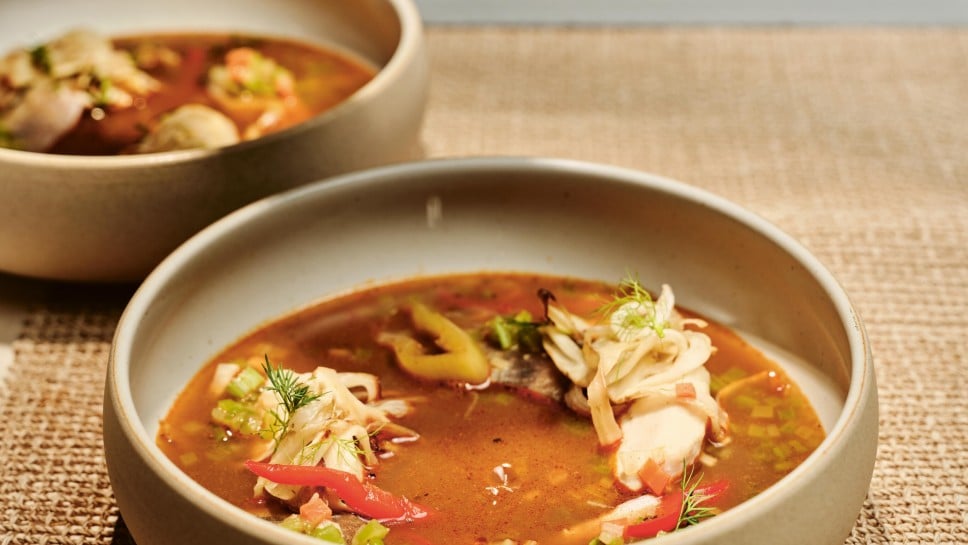 Forellensuppe mit Nockerln