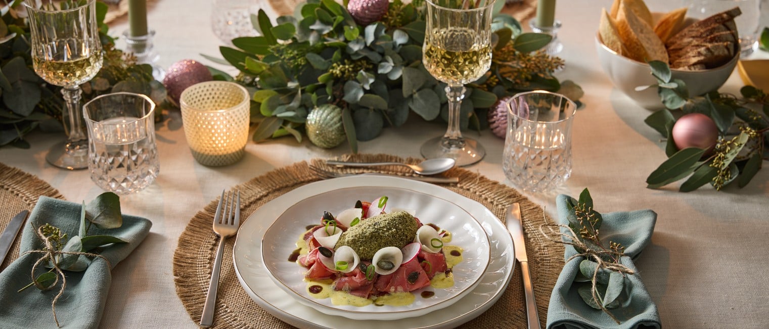 KÜRBISKERN-GRIESSNOCKERL AUF ROASTBEEF