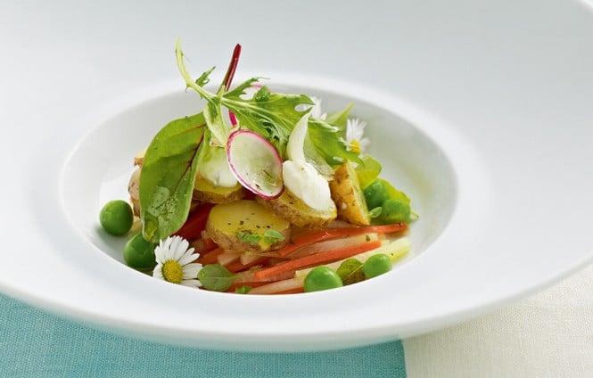 Kräutersalat mit Heurigen Kartoffeln und Gemüse