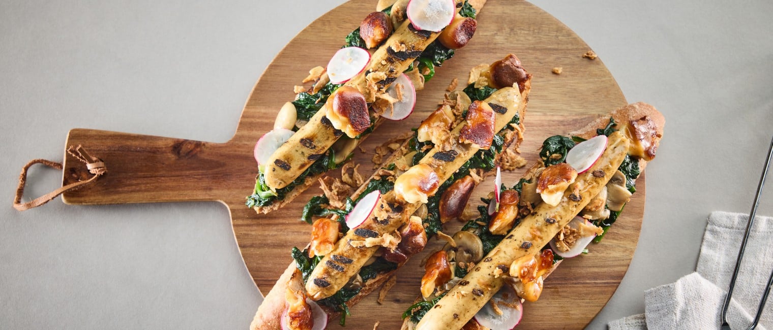 Veggie Bratwurst Crostino