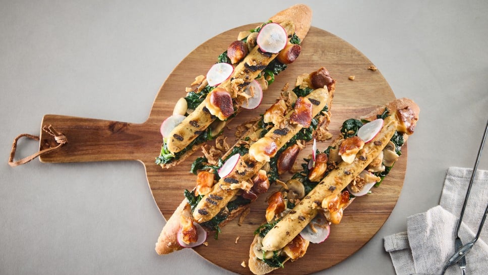 Veggie Bratwurst Crostino