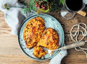 SPAR Mahlzeit Gefüllte Süßkartoffeln mit Hendl, Mais und Spinat