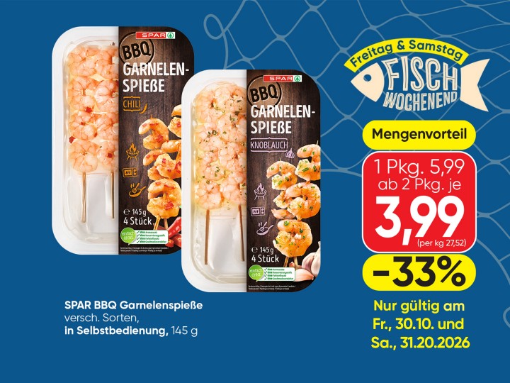 SPAR BBQ Garnelenspieße KW44