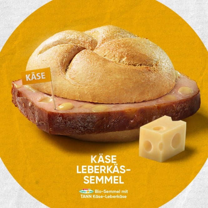 Bio-Semmel mit TANN Käse-Leberkäse