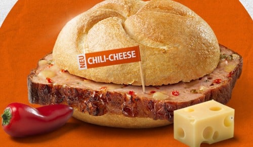 Bio-Semmel mit TANN Chili-Cheese Leberkäse