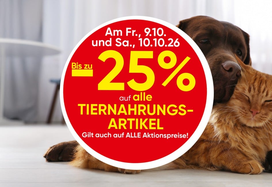 -25% auf alle Tiernahrungsartikel