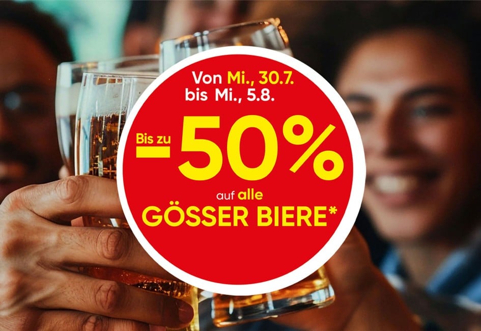 minus 50 prozent auf alle Gösser Biere