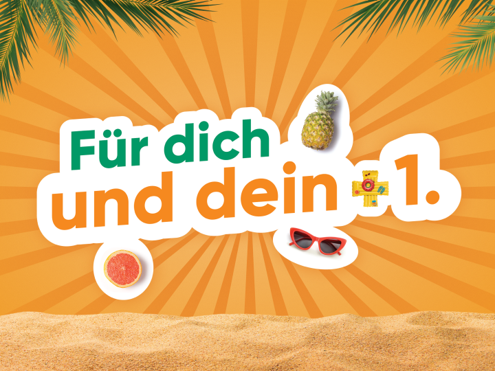 Für dich und dein +1 Schriftzug auf sommerlichen Hintergrund