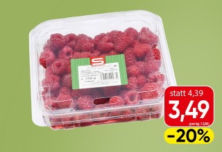 S-BUDGET Himbeeren; statt 4,39 Euro um 3,49 Euro