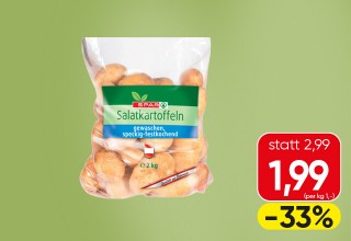 SPAR Salatkartoffeln, aus Österreich, Klasse 1, 2-kg-Sack statt 2,99 um 1,99