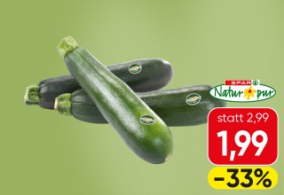 SPAR Natur*pur Bio-Zucchini*, aus Österreich, Klasse 1,  per kg statt 2,99 um 1,99
