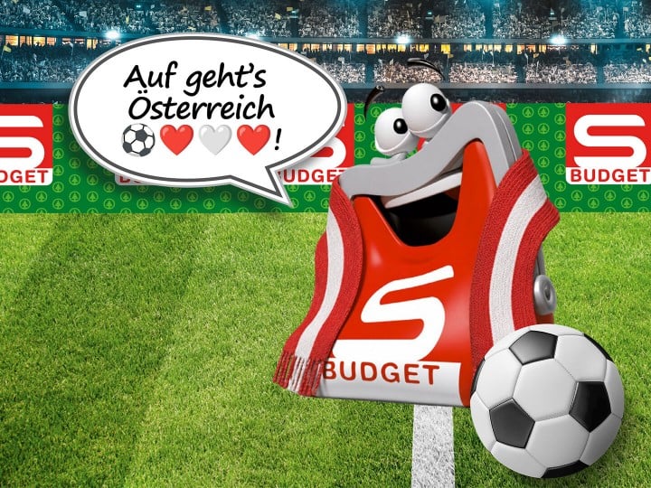 S-BUDGET Börserl mit einem Fußball in einem Stadion