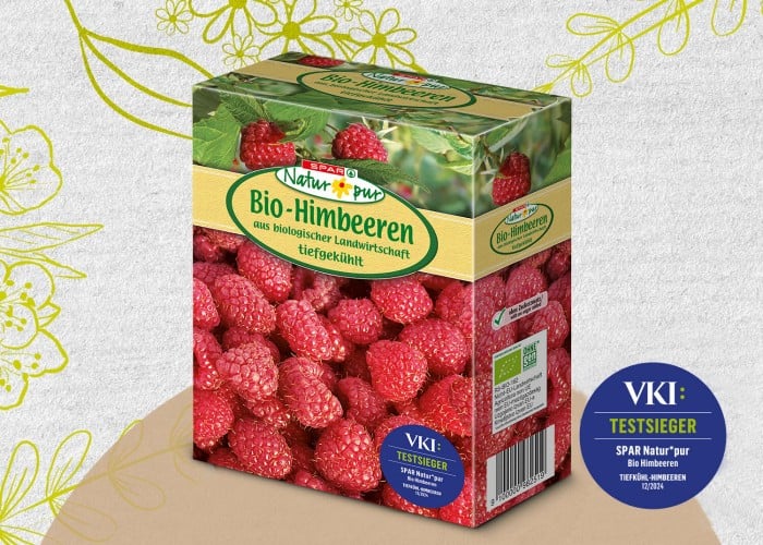 Testsieger; SPAR Natur*pur Himbeeren, tiefgekühlt