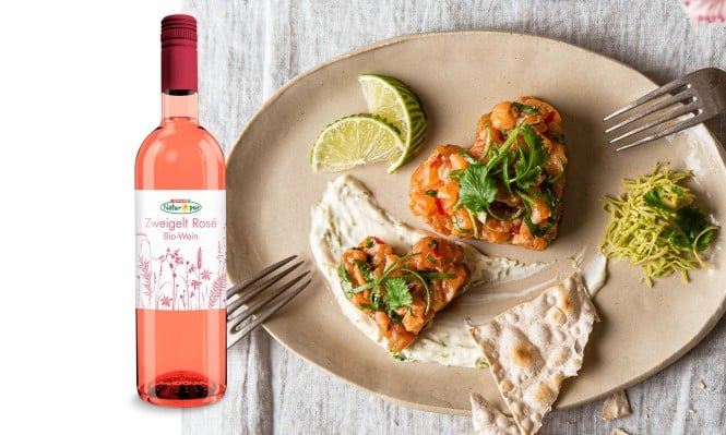 SPAR Natur*pur Bio-Rosewein zu asiatischem Lachstartar 
