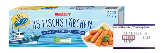 Unter dem Haltbarkeitsdatum finden Sie den Trackingcode