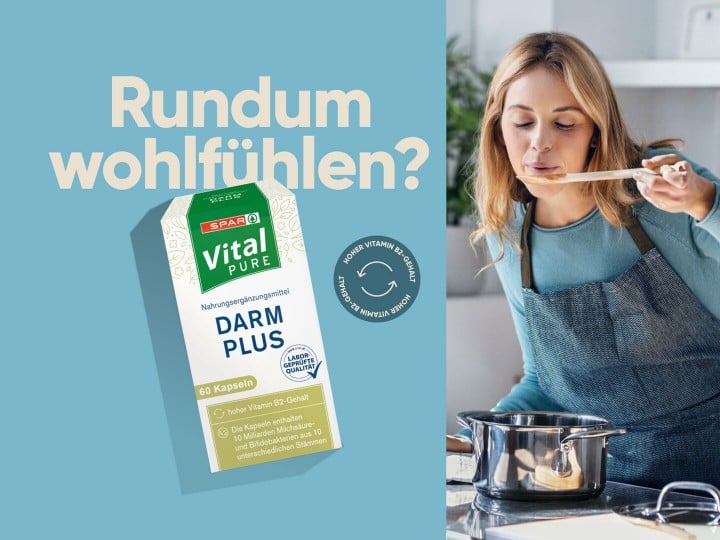Rundum wohlfühlen? Kaufen Sie sich jetzt die Darm Plus Kapseln von SPAR Vital PURE