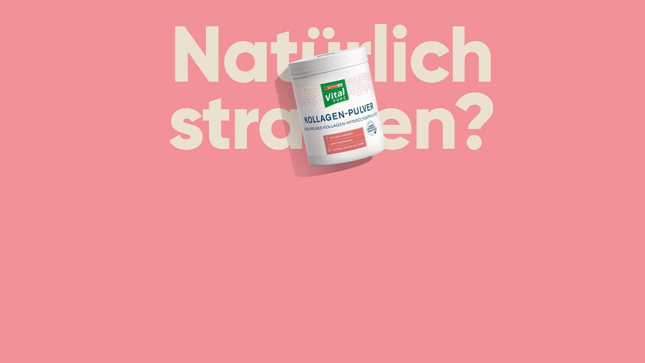 Sie wollen natürlich strahlen? Dann kaufen Sie sich das Kollagenpulver von SPAR Vital PUE