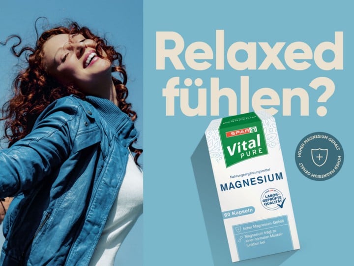 Sie wollen sich realxed fühlen? Dann nehmen Sie Magnesium von SPAR Vital PURE