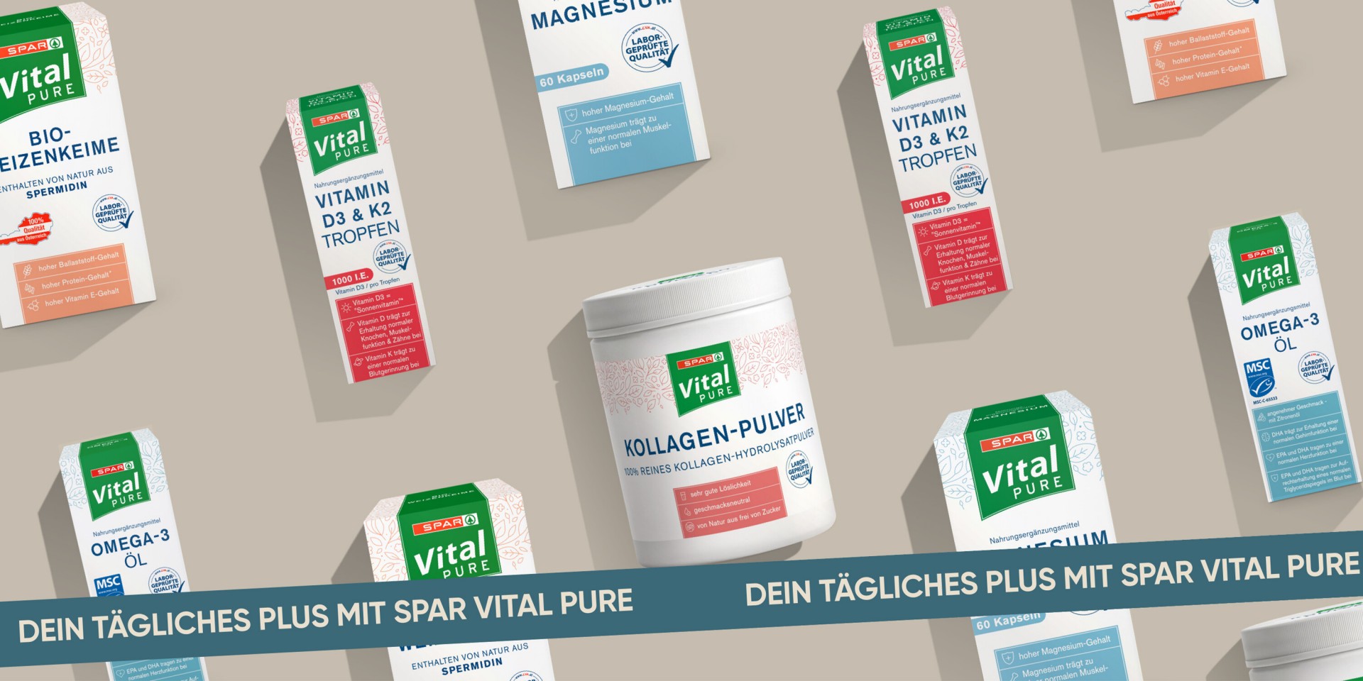 Produktrange mit den SPAR Vital PURE Produkten