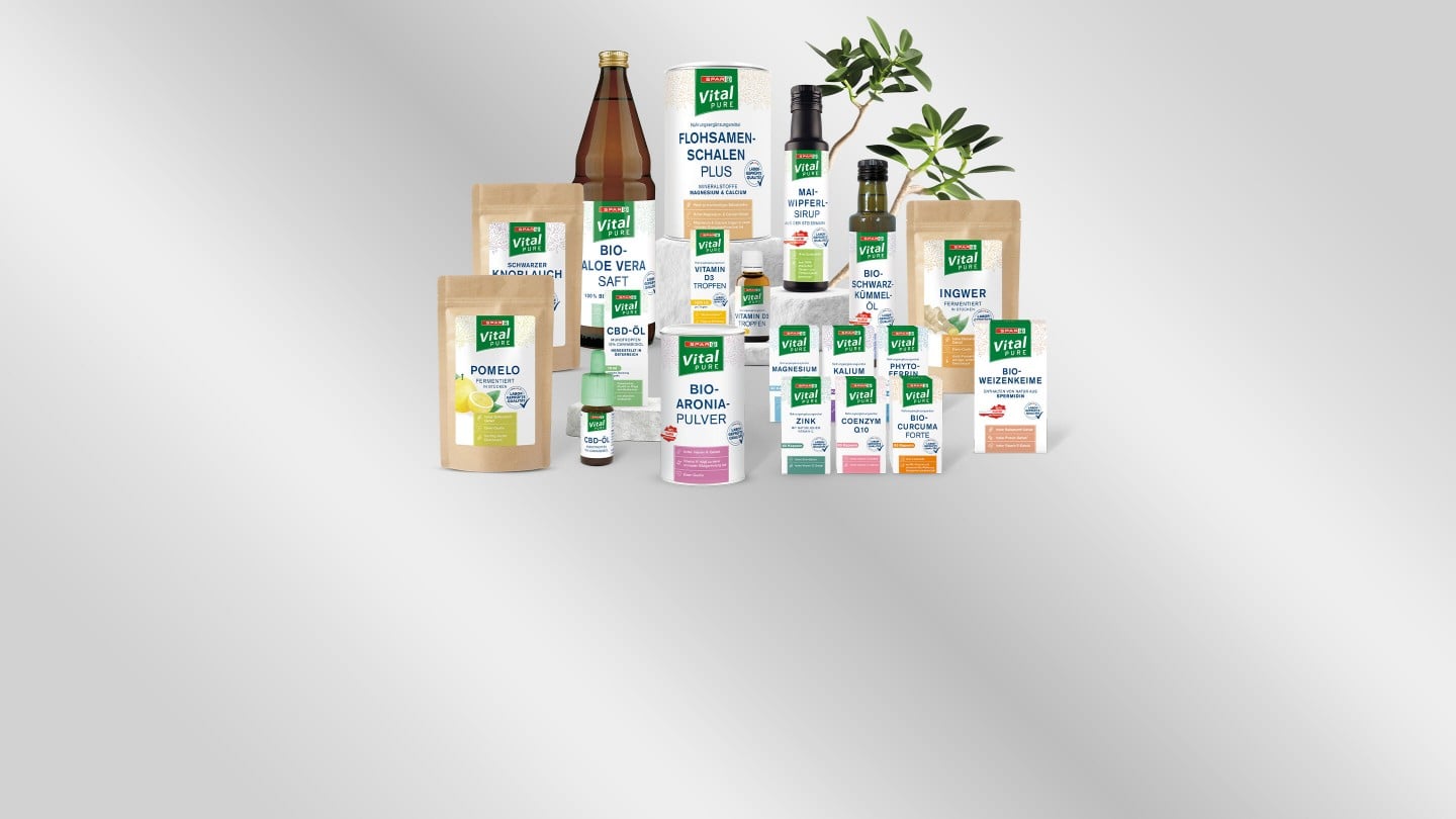 eine Vielfalt der Produktrange von SPAR Vital Pure Produkten