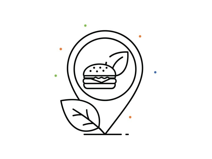 Veggie Burger in Bubble mit Pflanze auf der Seite