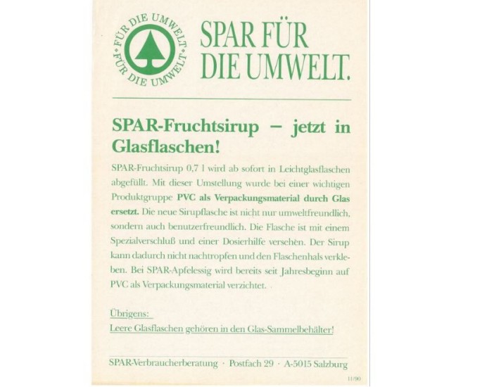 SPAR-Fruchtsirup - jetzt in Glasflasche