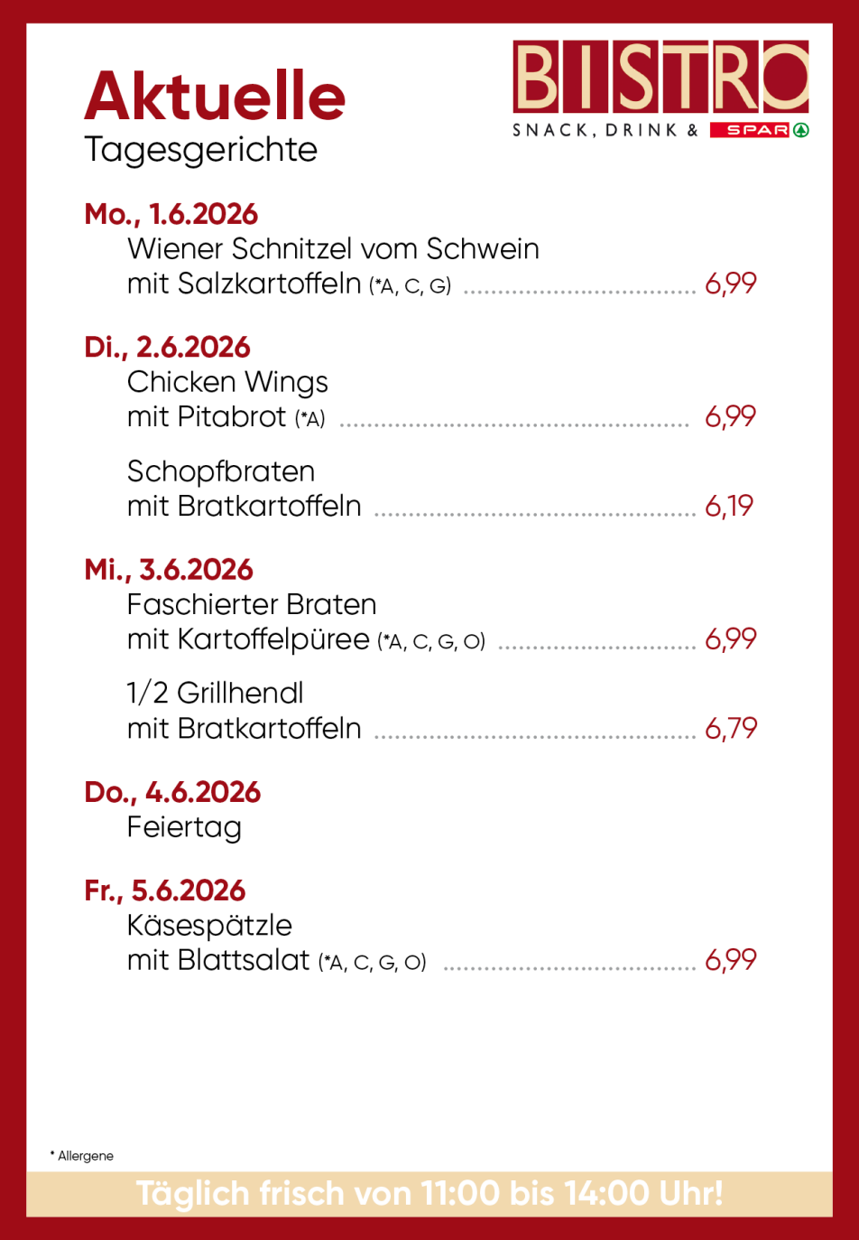 SPAR Menüplan KW23